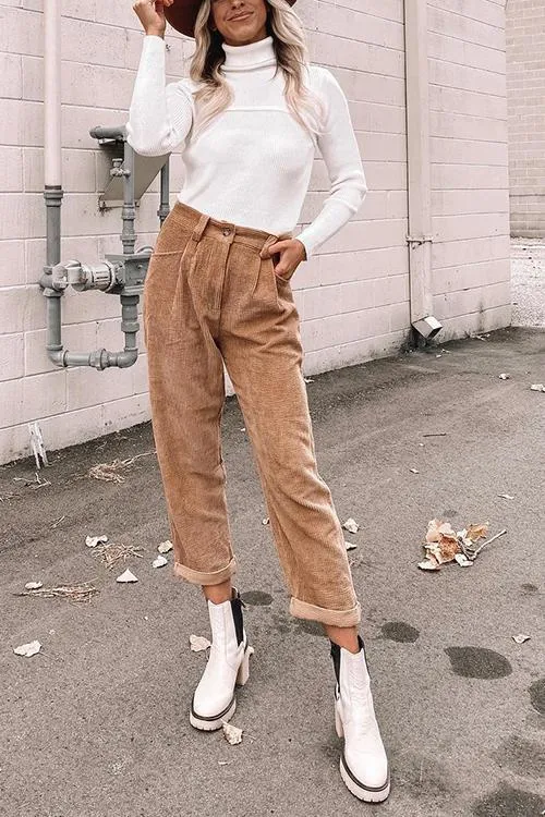 Corduroy Straight Leg Pants