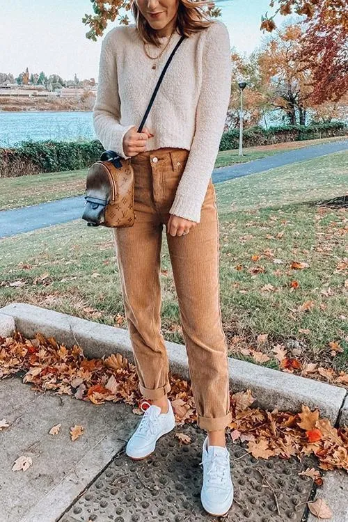 Corduroy Straight Leg Pants