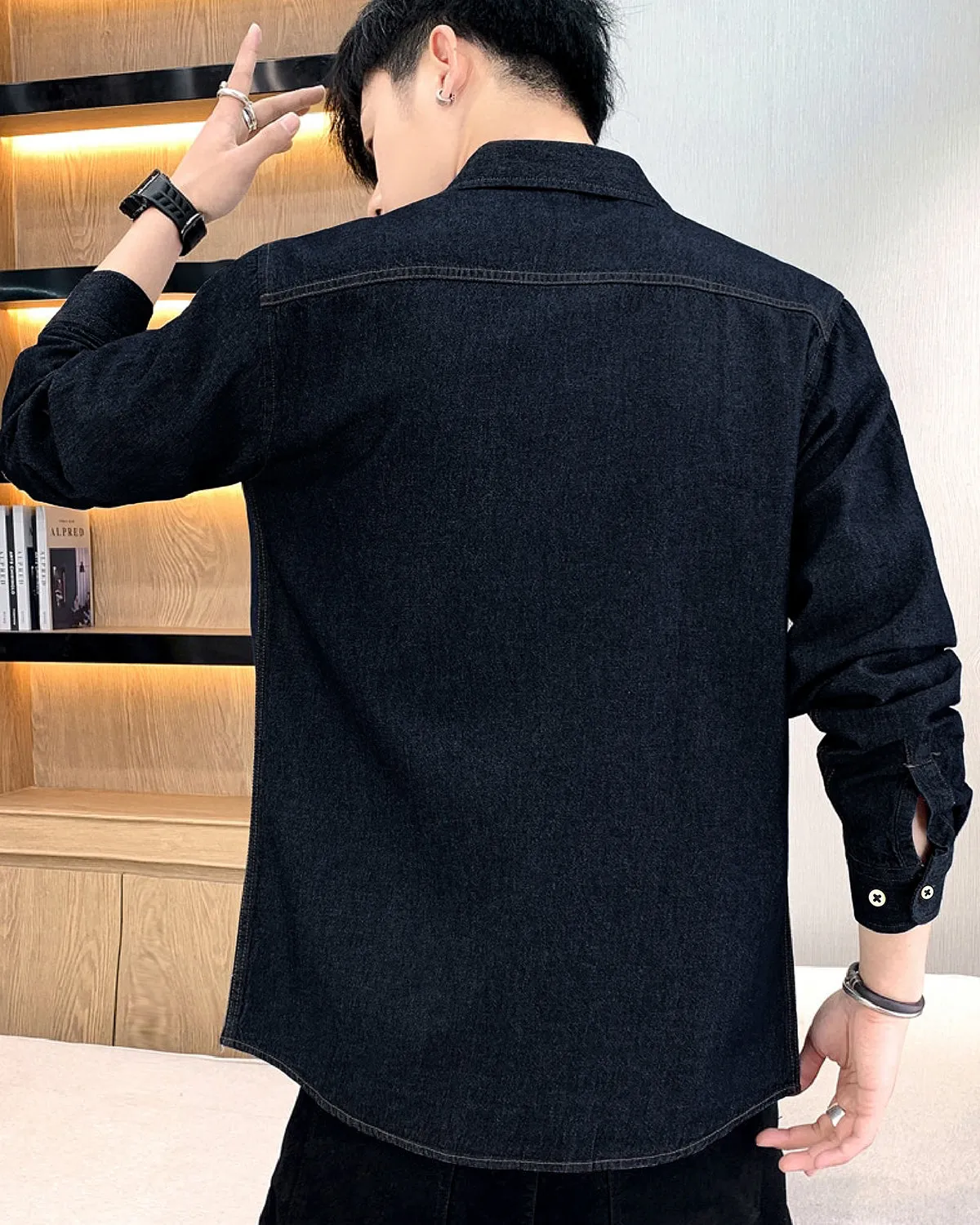 Dark Blue Men's Denim Shirt