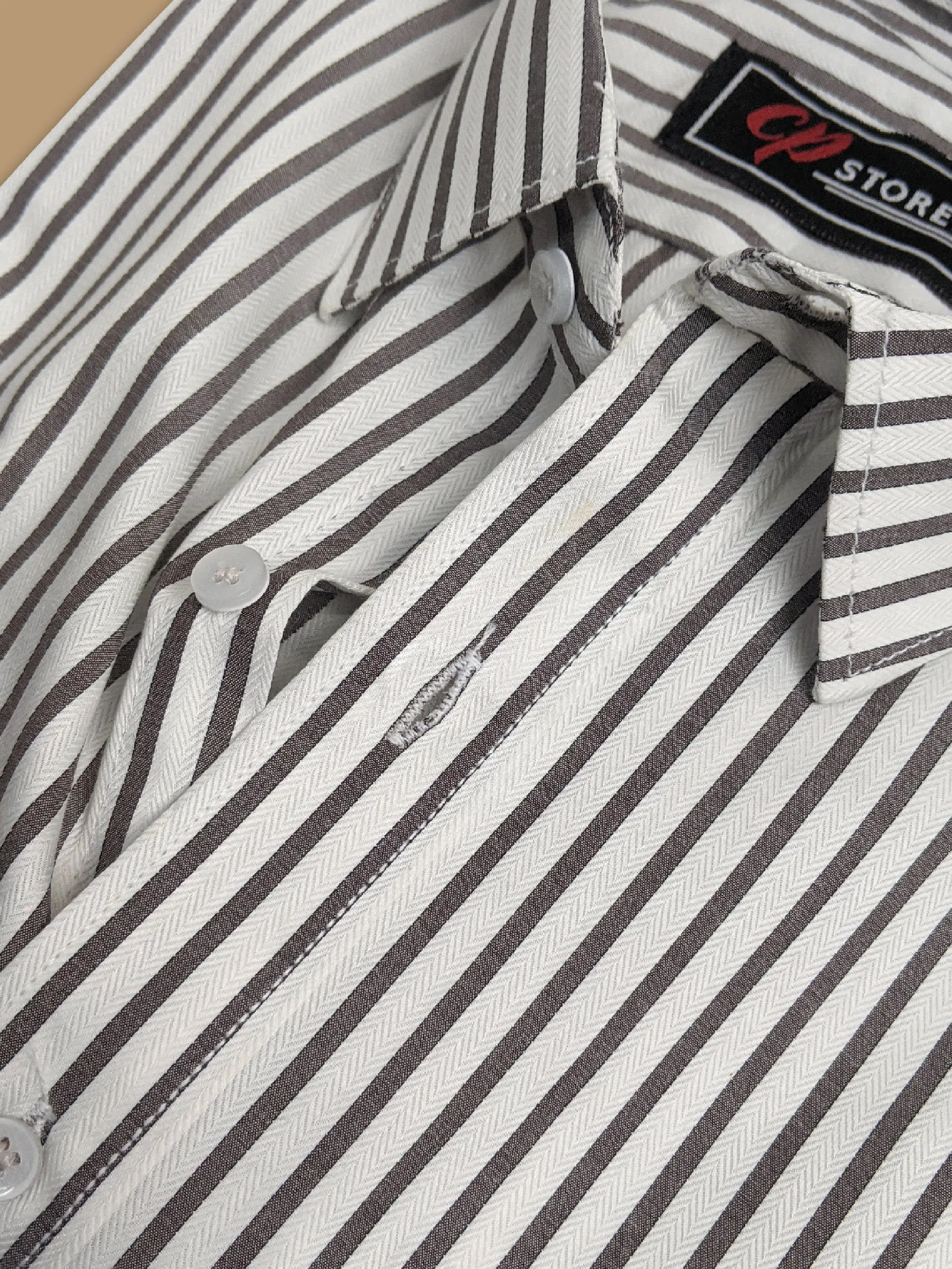 Dark Grey Lines Formal Dress Shirt For Men AN MFS107