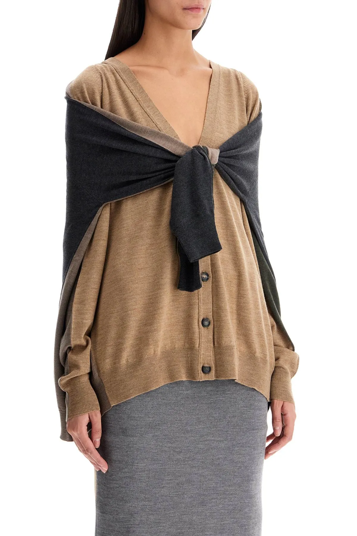 double-sleeved cardigan J0906 5401 MULTI BEIGE  91