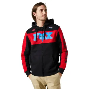 Fox Racing  Mens Black Red Honda Zip Up Fleece Hoodie Hoody Sweatshirt Fleece