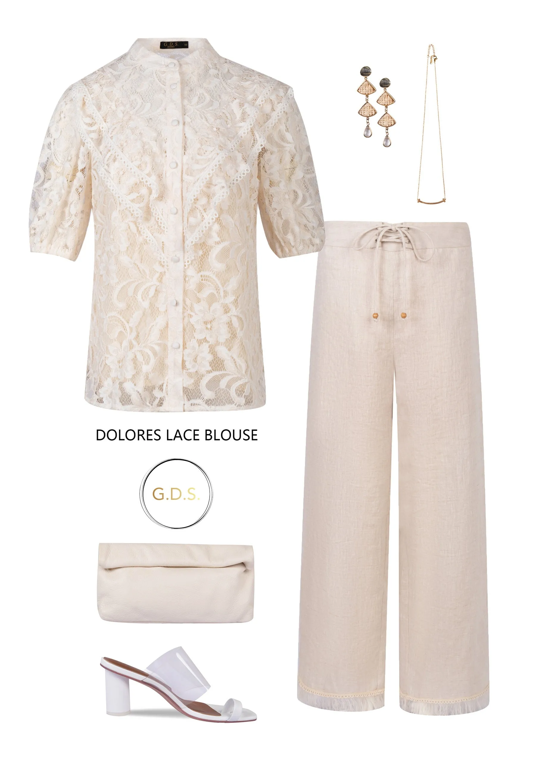 GDS Dolores Lace Blouse | White