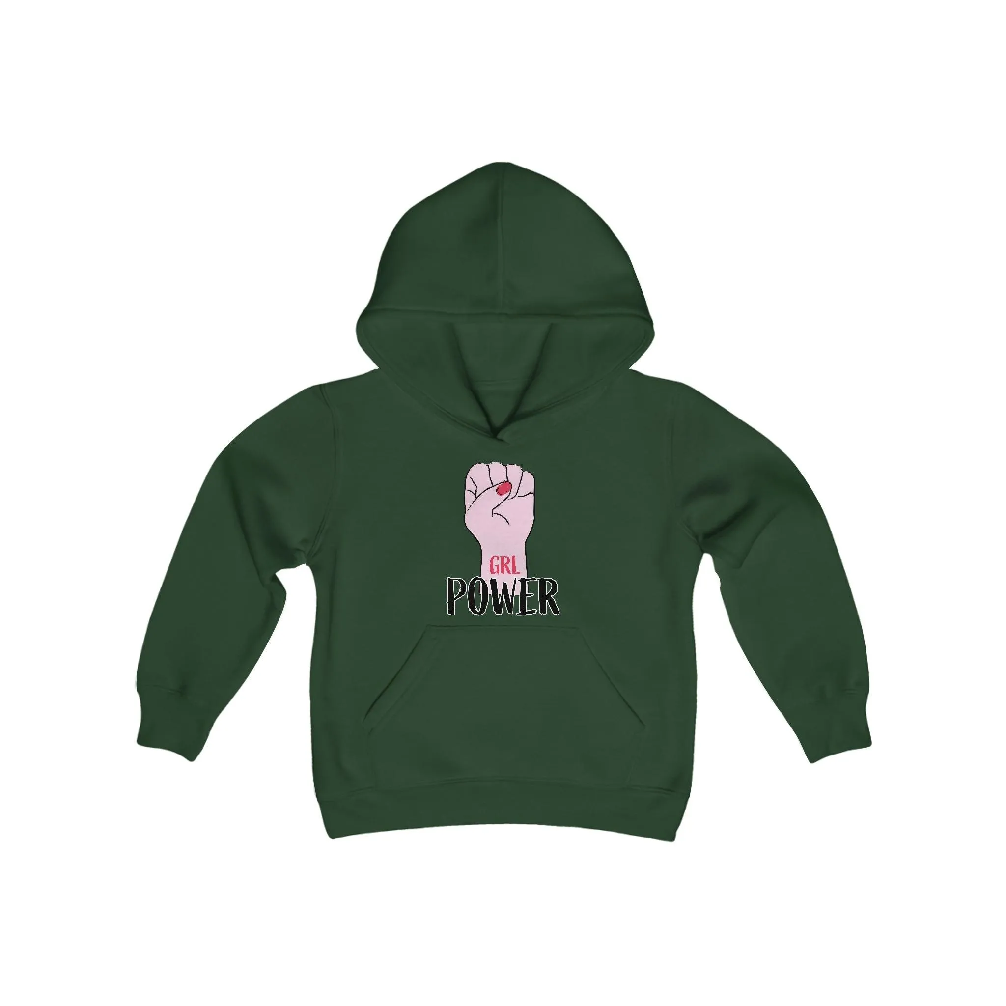 Girl Power Fist Youth Heavy Blend Hooded Sweatshirt
