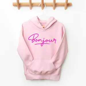 Girl's Neon Pink Bonjour Hoodie
