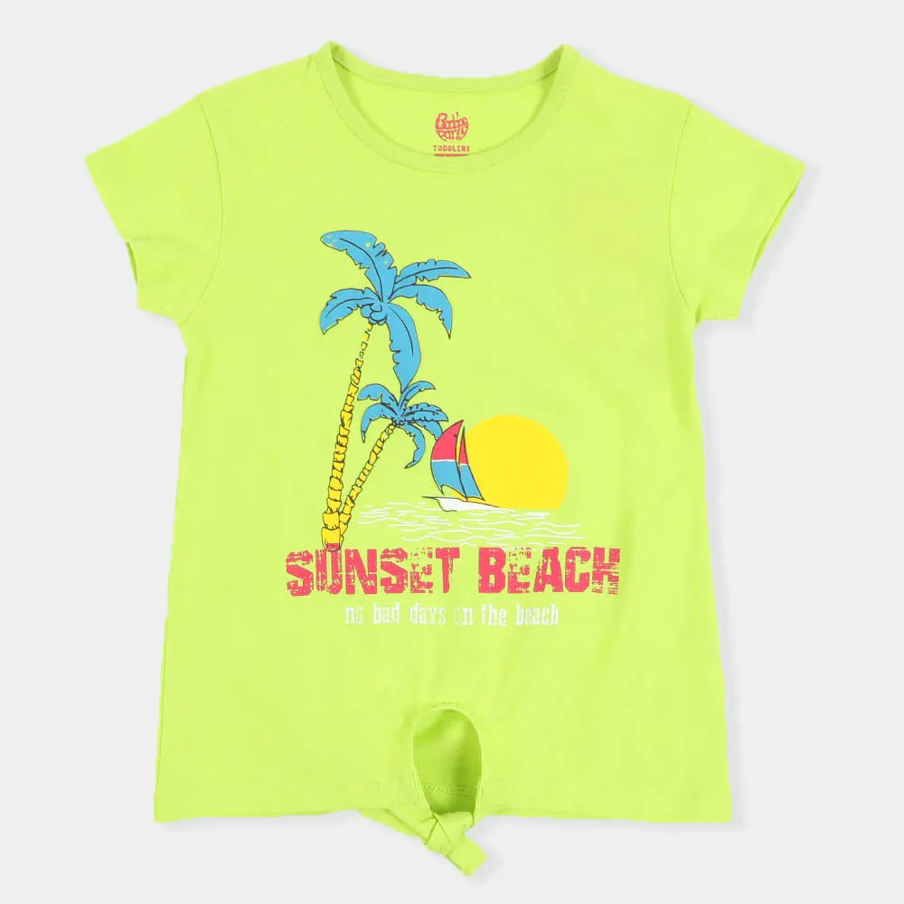 Girls T-Shirt Sunset Beach - Green