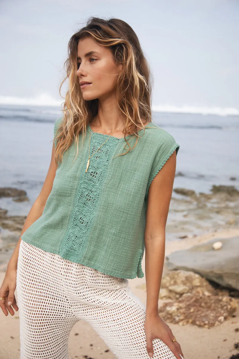 GRATEFUL HEART COTTON TANK- TEAL