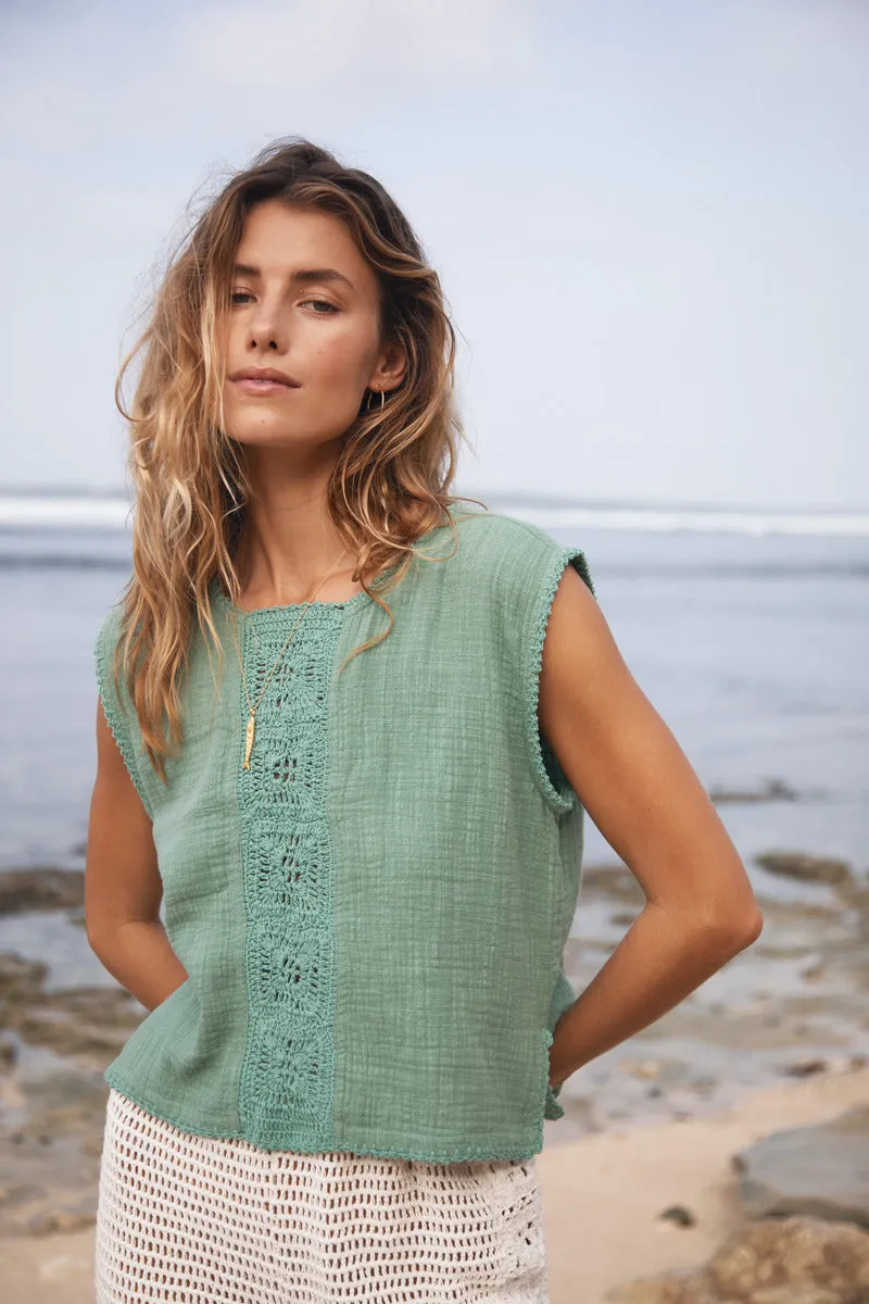GRATEFUL HEART COTTON TANK- TEAL