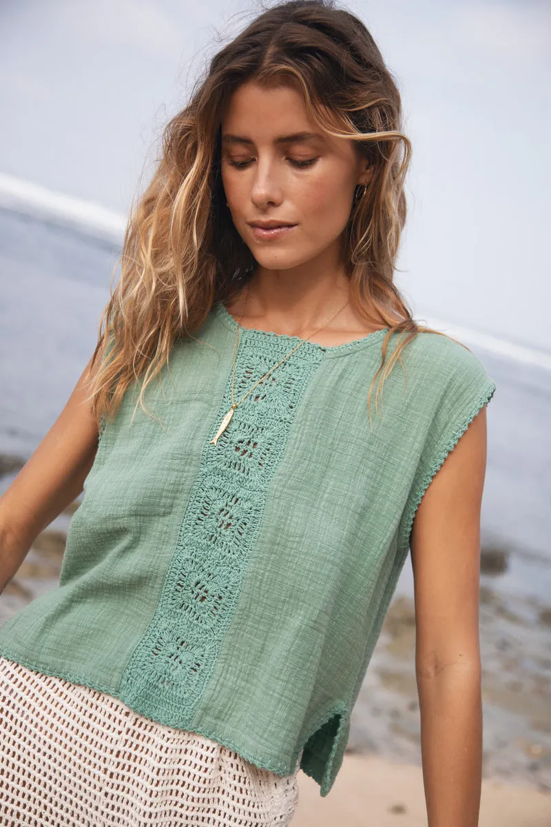 GRATEFUL HEART COTTON TANK- TEAL