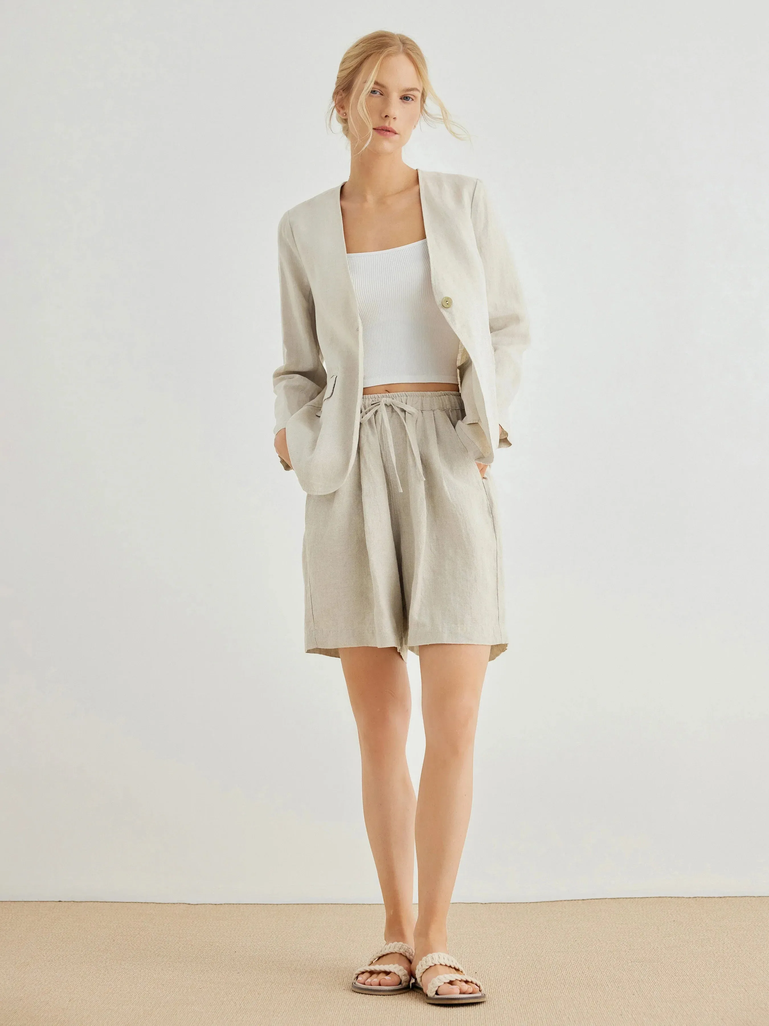 Hailey 100% Linen Relaxed Blazer