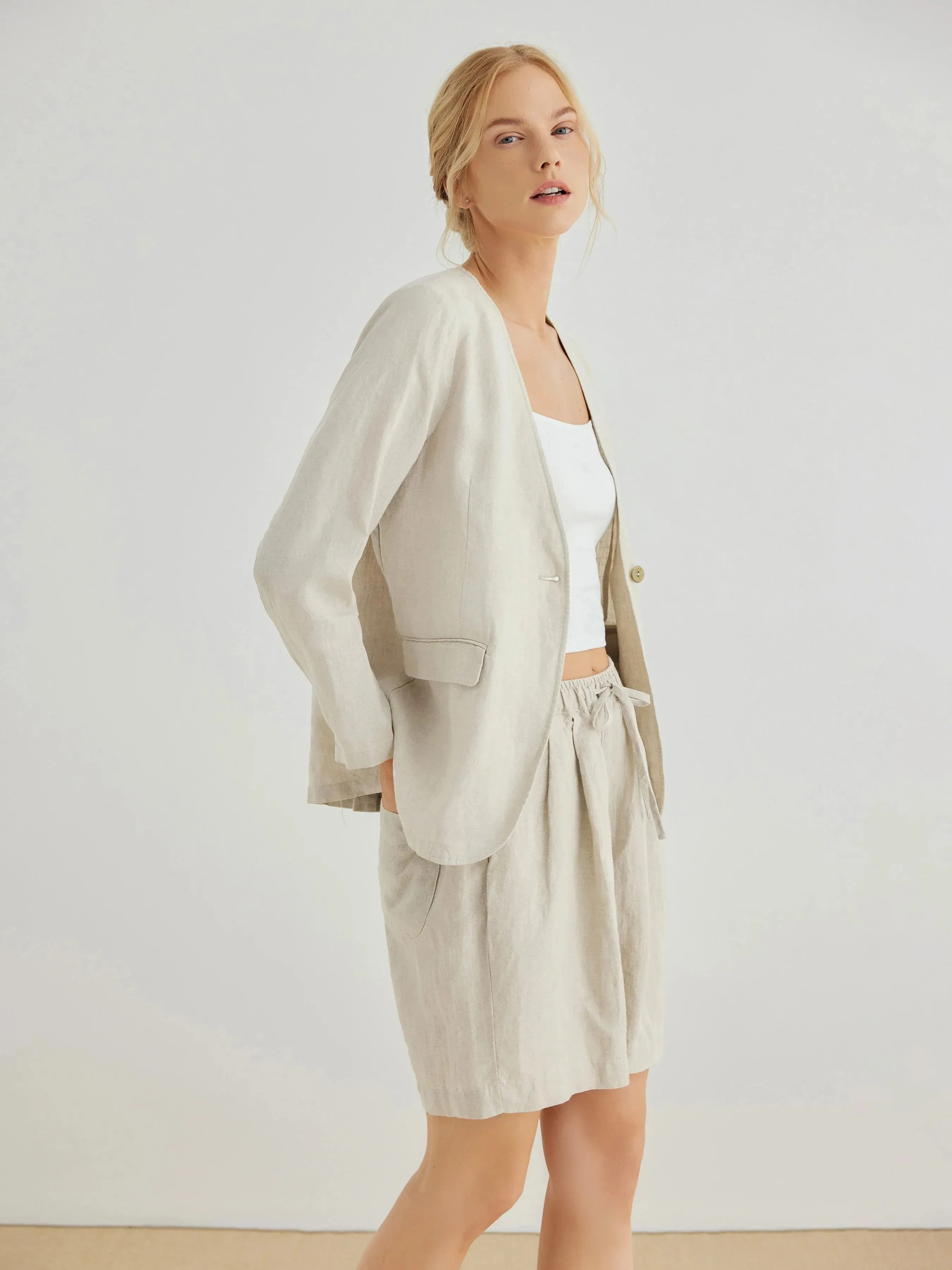 Hailey 100% Linen Relaxed Blazer