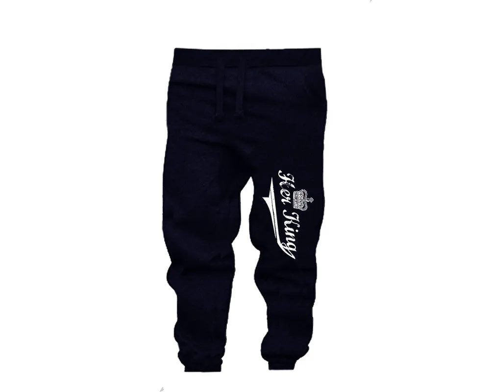 Her King & His Queen Couple Matching T-Shirts & Jogger Pants – 4-Piece Set: Men’s and Women’s Styles Sold Separately