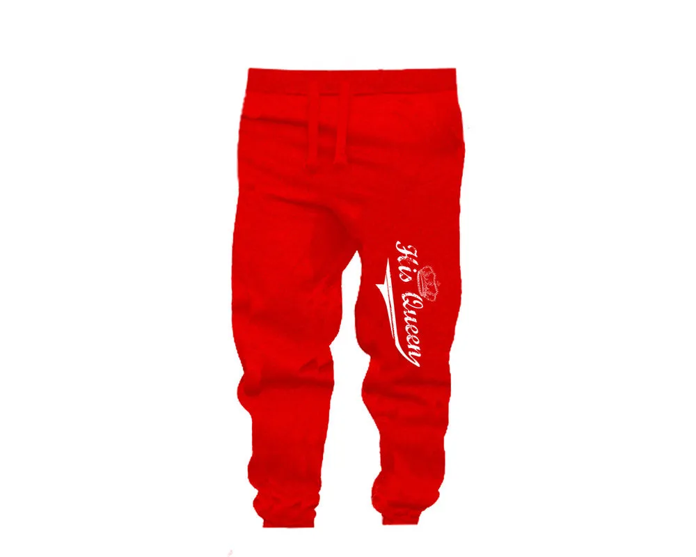 Her King & His Queen Couple Matching T-Shirts & Jogger Pants – 4-Piece Set: Men’s and Women’s Styles Sold Separately