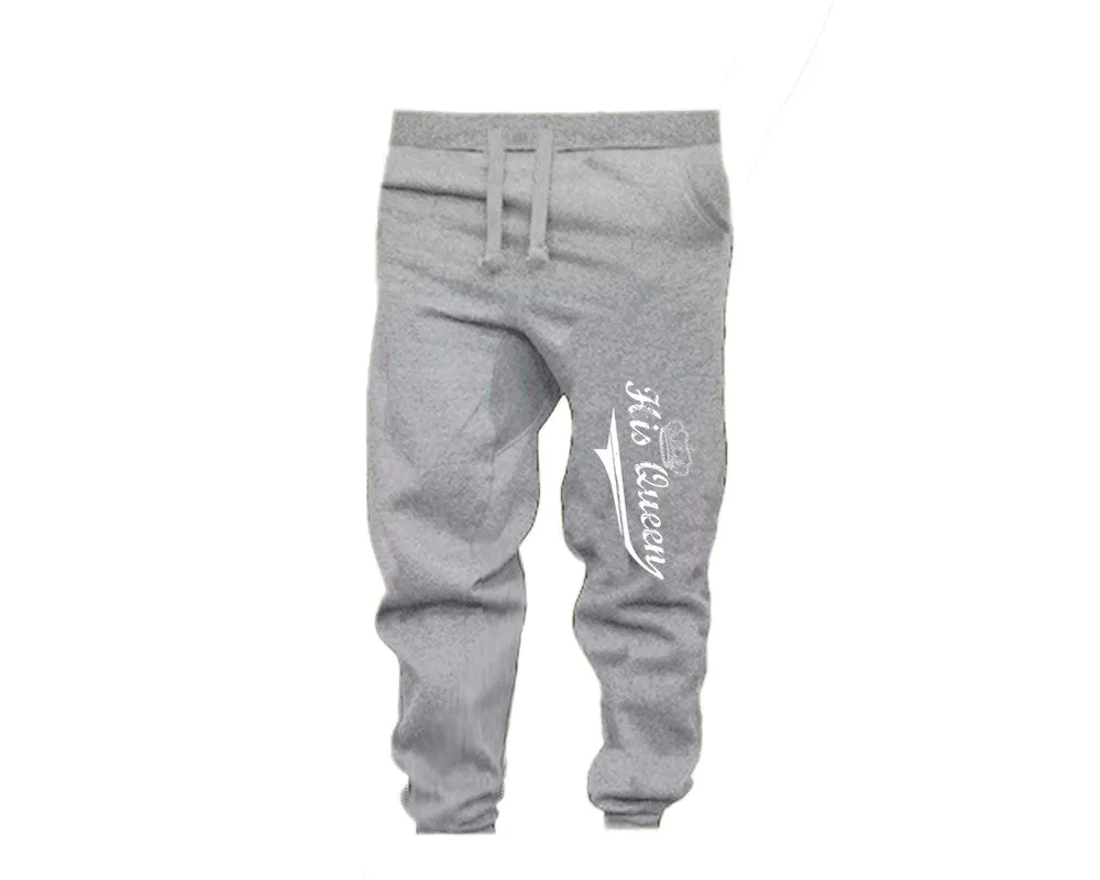 Her King & His Queen Couple Matching T-Shirts & Jogger Pants – 4-Piece Set: Men’s and Women’s Styles Sold Separately