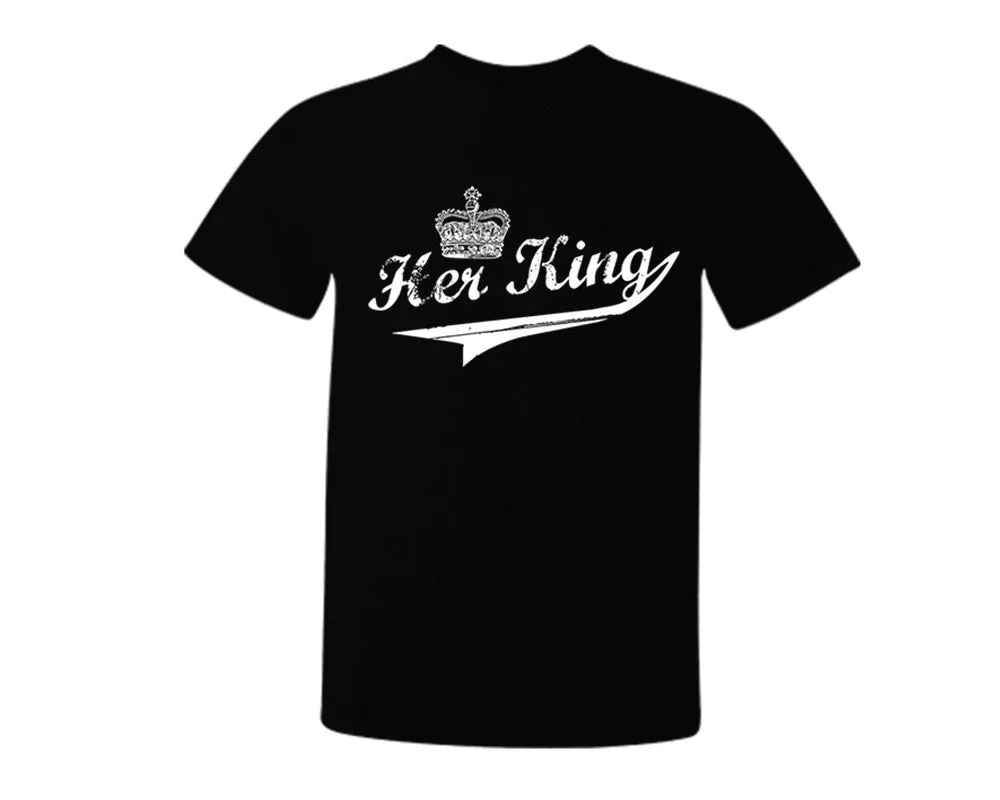 Her King & His Queen Couple Matching T-Shirts & Jogger Pants – 4-Piece Set: Men’s and Women’s Styles Sold Separately