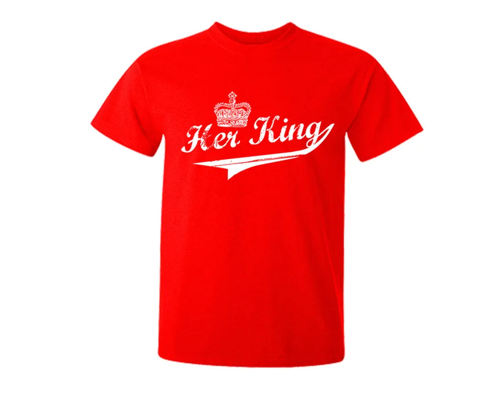 Her King & His Queen Couple Matching T-Shirts & Jogger Pants – 4-Piece Set: Men’s and Women’s Styles Sold Separately
