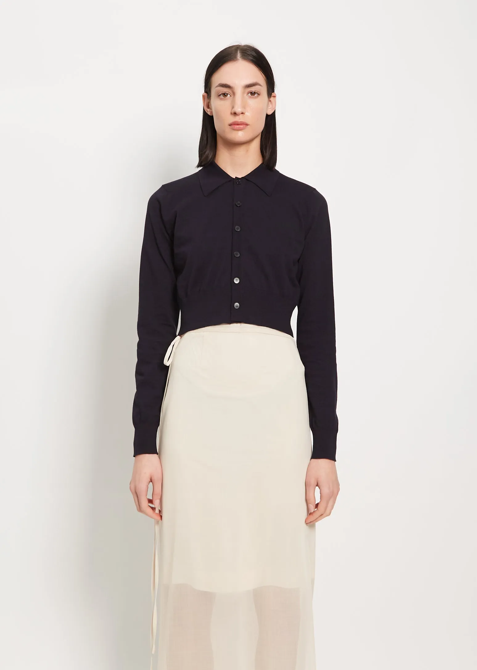 High Gauge Cotton Cardigan — Dark Navy