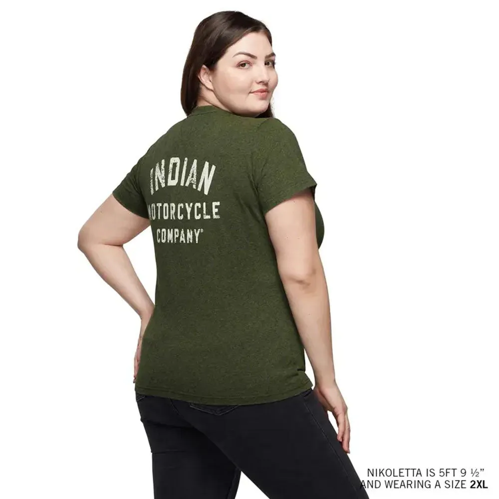 Indian Motorcycle  Womens Marl Crew Neck T-Shirt Tee Soft Lightweight Comfy Khaki