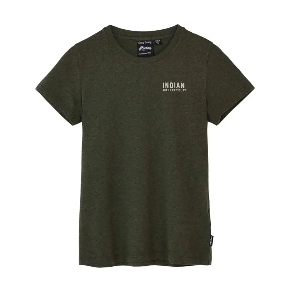 Indian Motorcycle  Womens Marl Crew Neck T-Shirt Tee Soft Lightweight Comfy Khaki