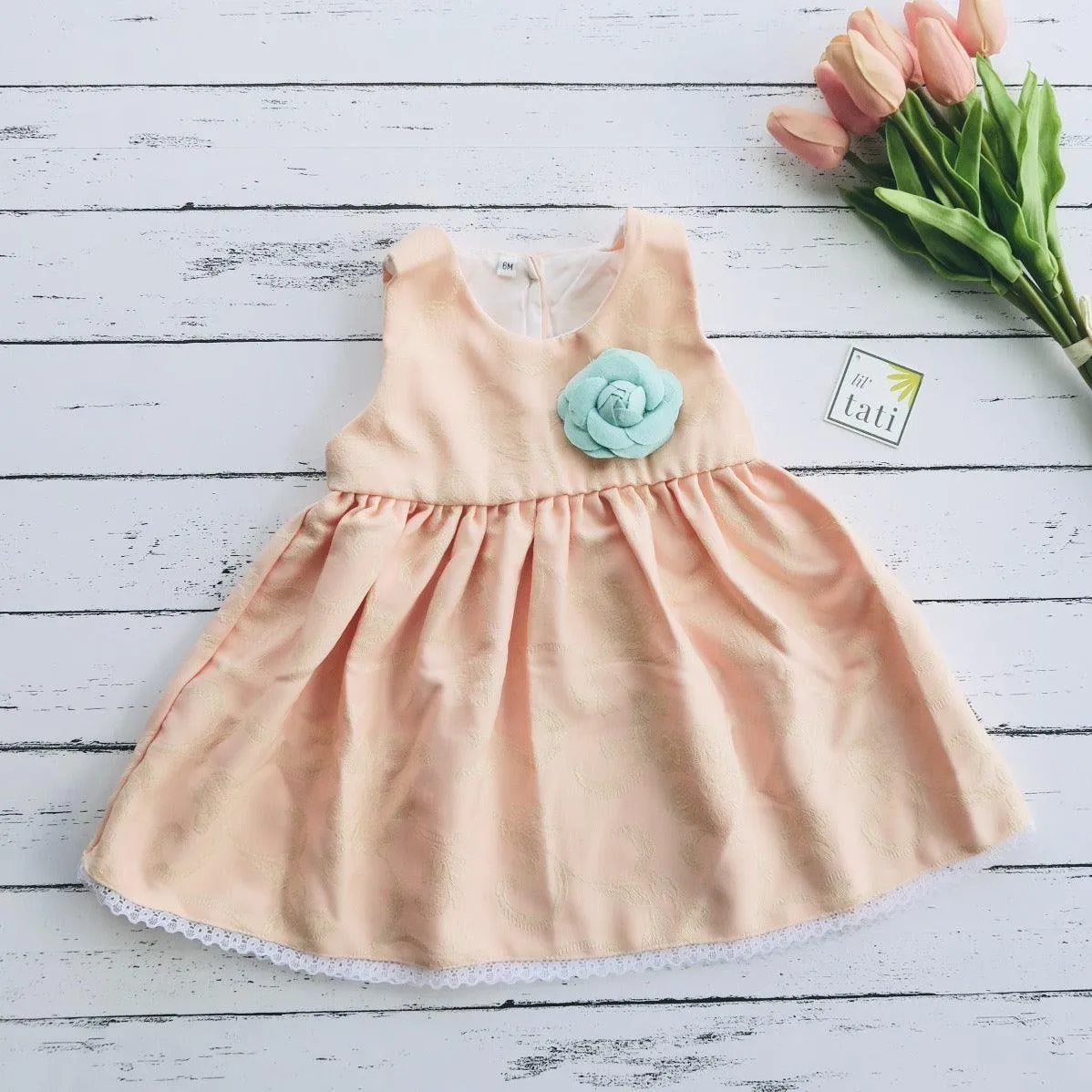 Iris Dress in Peach Baroque Print