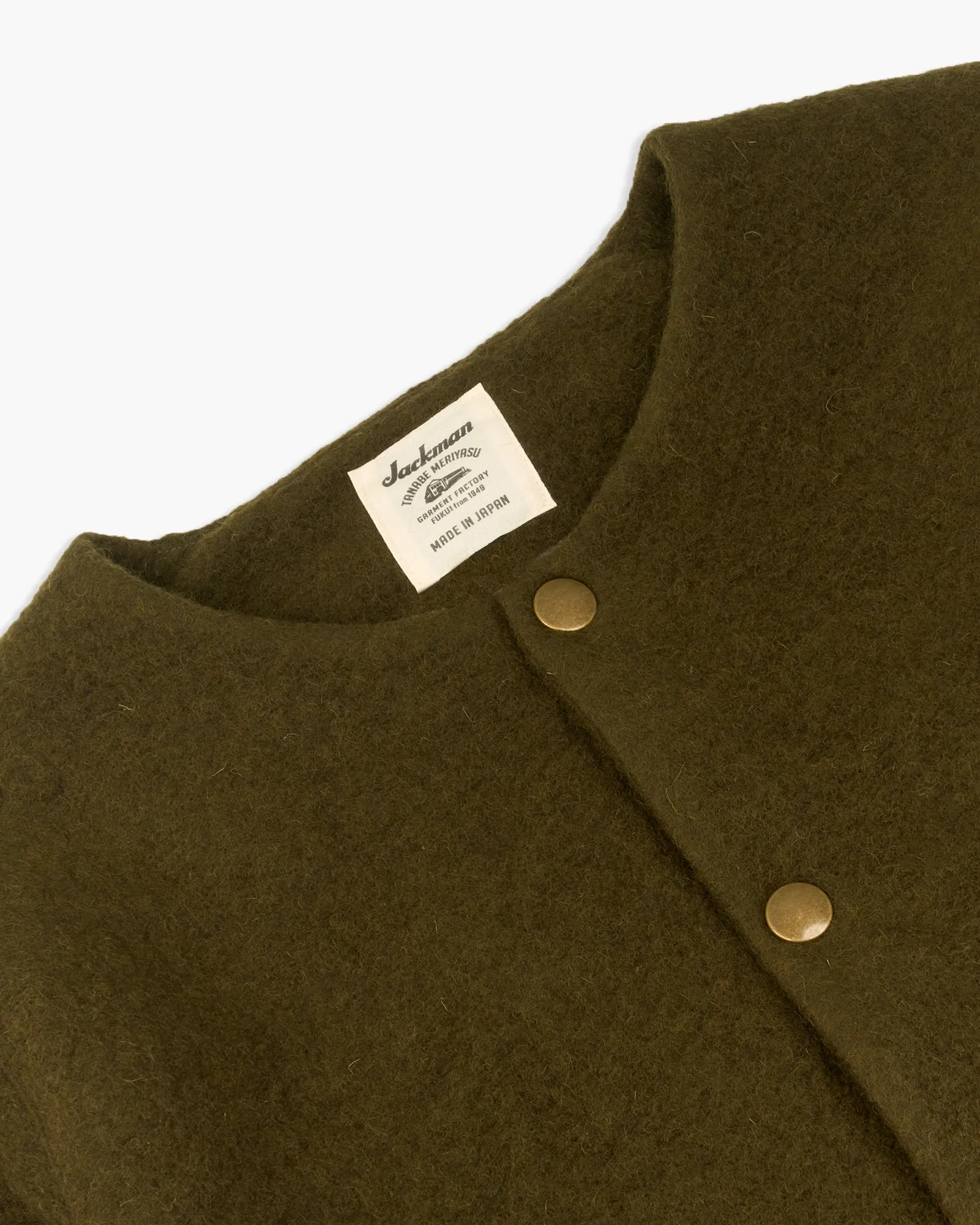 Jackman Wool Collarless Jacket - Khaki