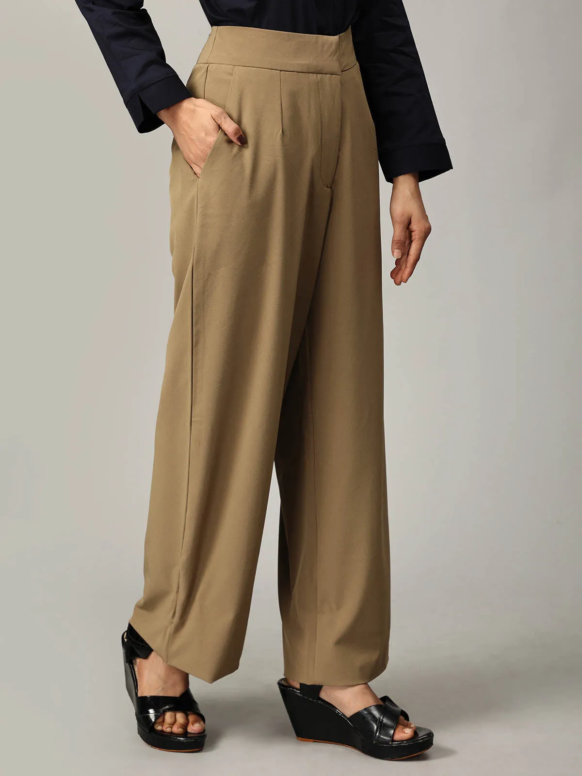 Khaki Straight Leg Pants