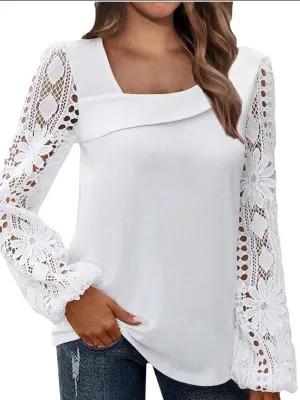Lace Patchwork Knit Versatile Top