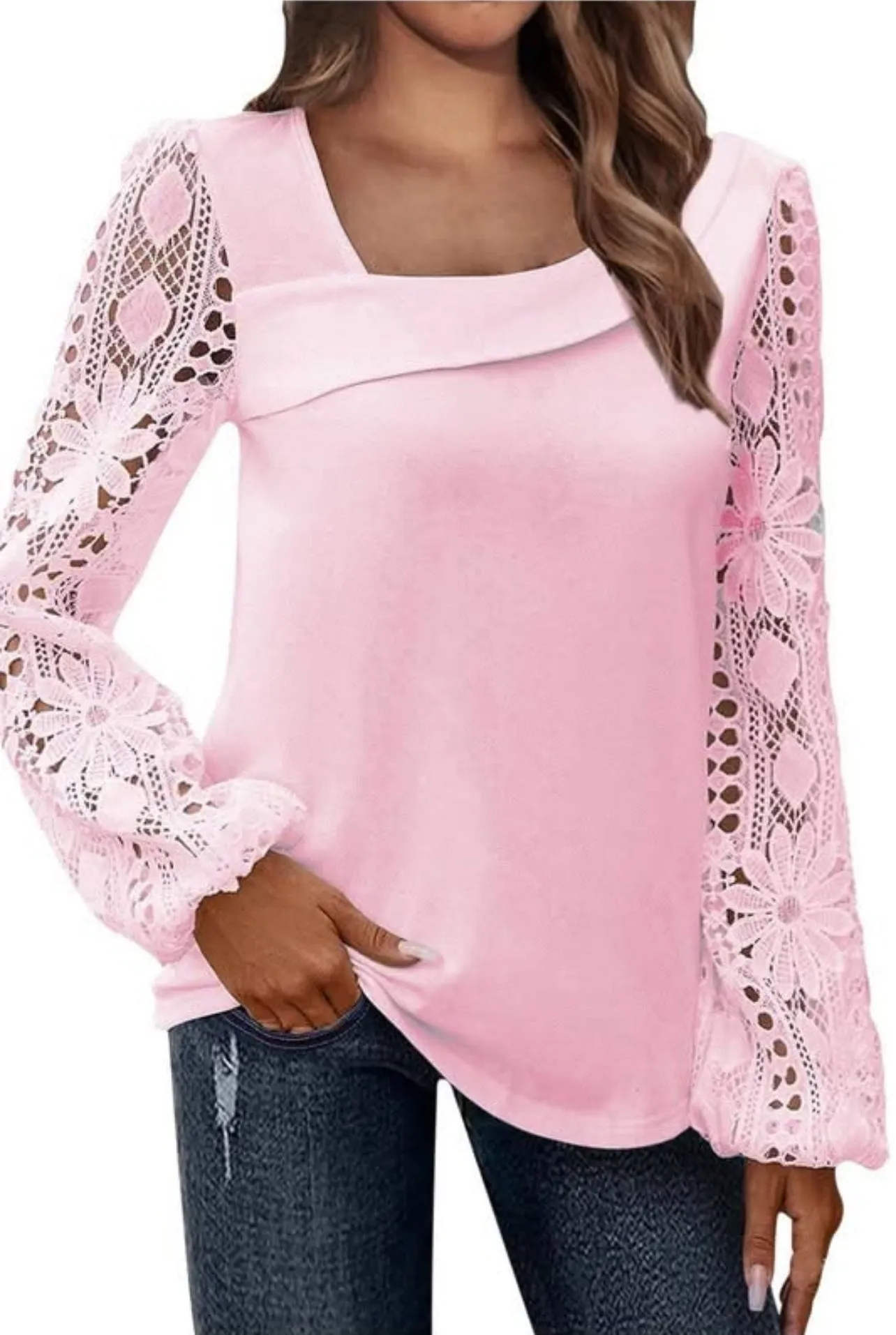 Lace Patchwork Knit Versatile Top