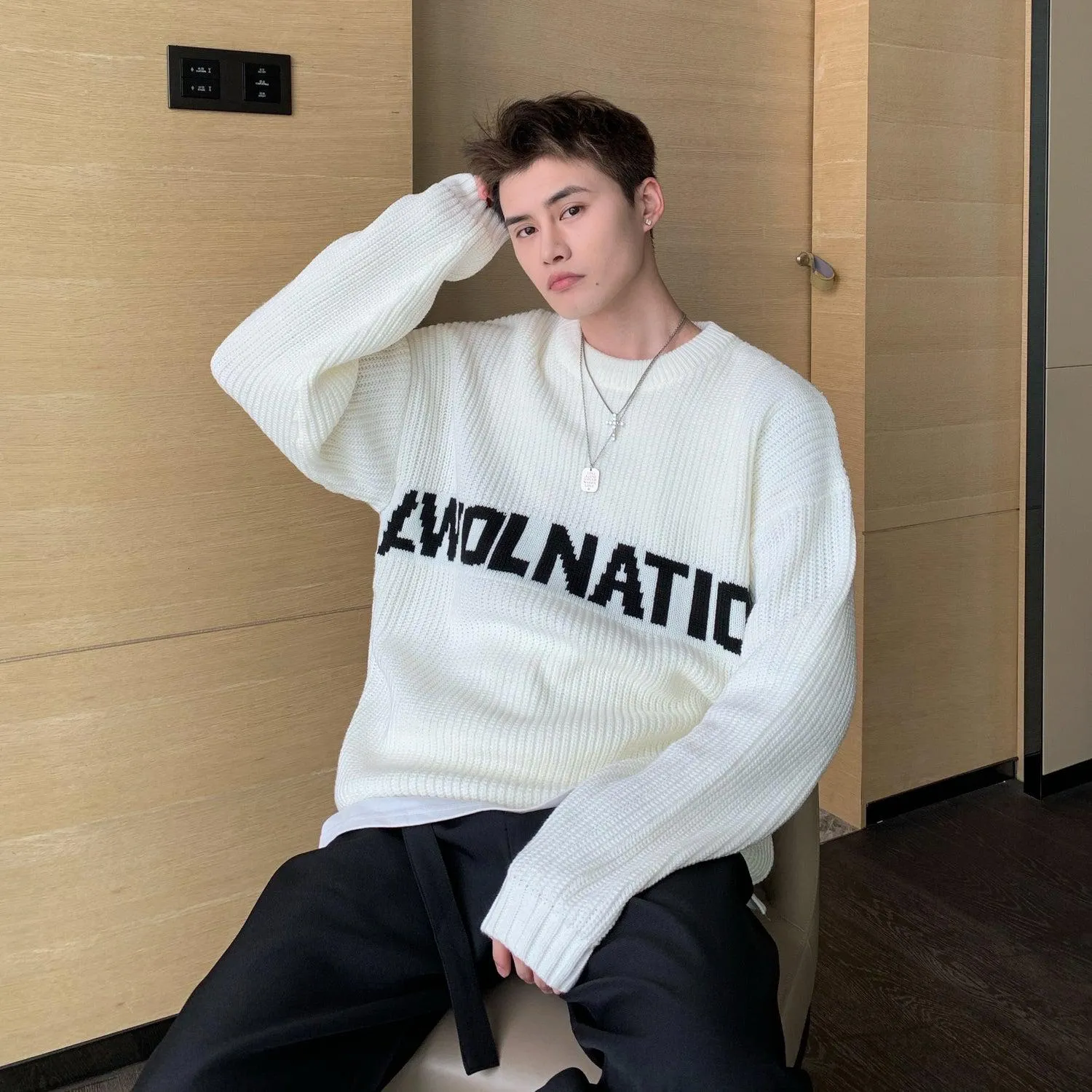 Letters Round Collar Sweaters