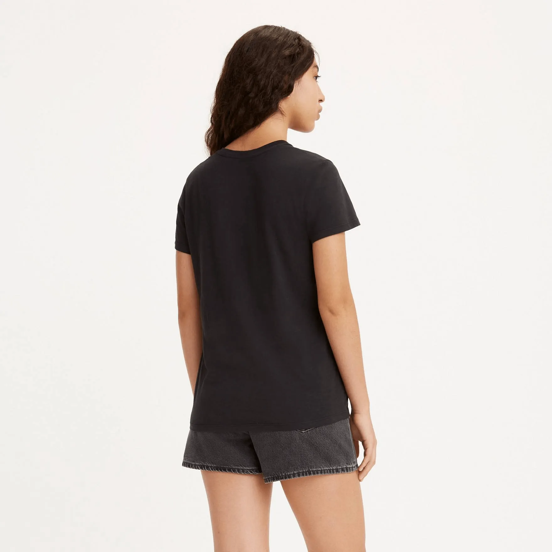 Levi's The Perfect Tee In Shimmer Batwing Outline Caviar Black