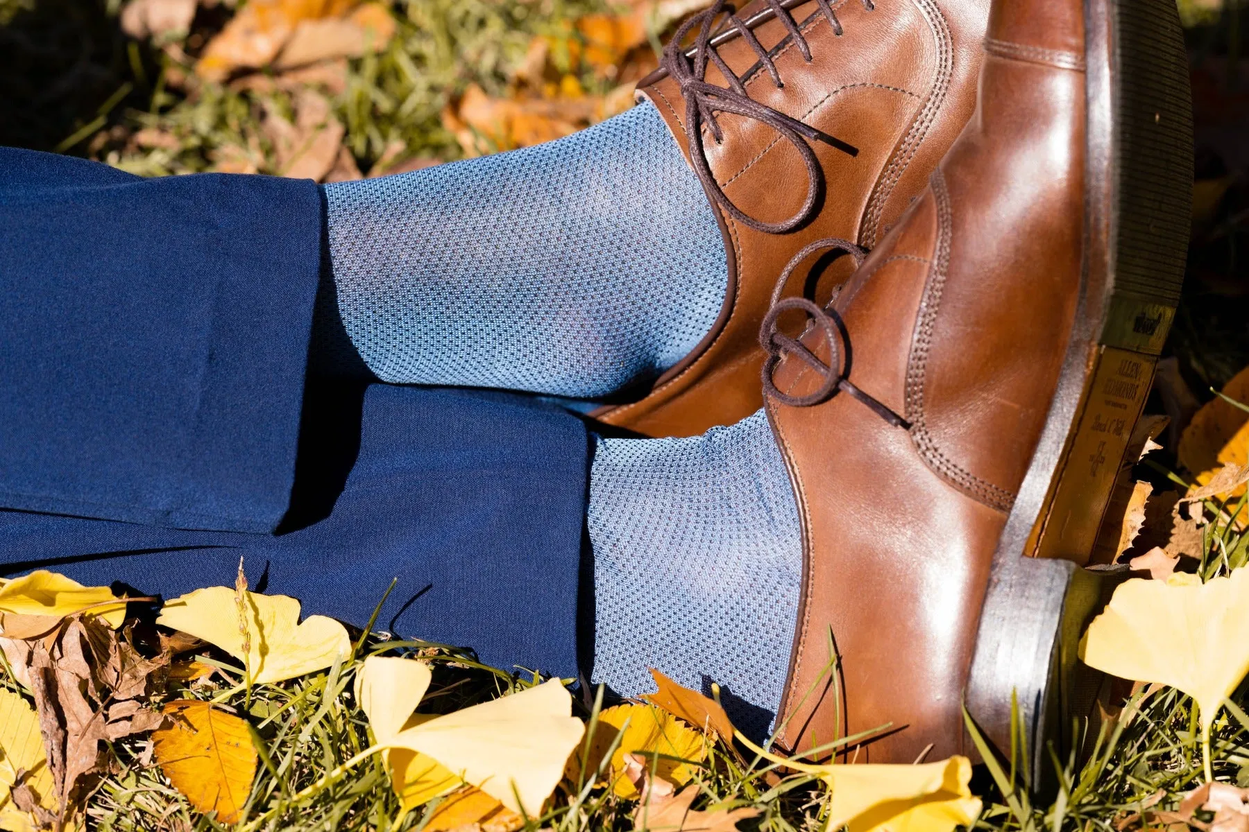 Light Blue & Navy Blue Two-Tone Cotton Socks