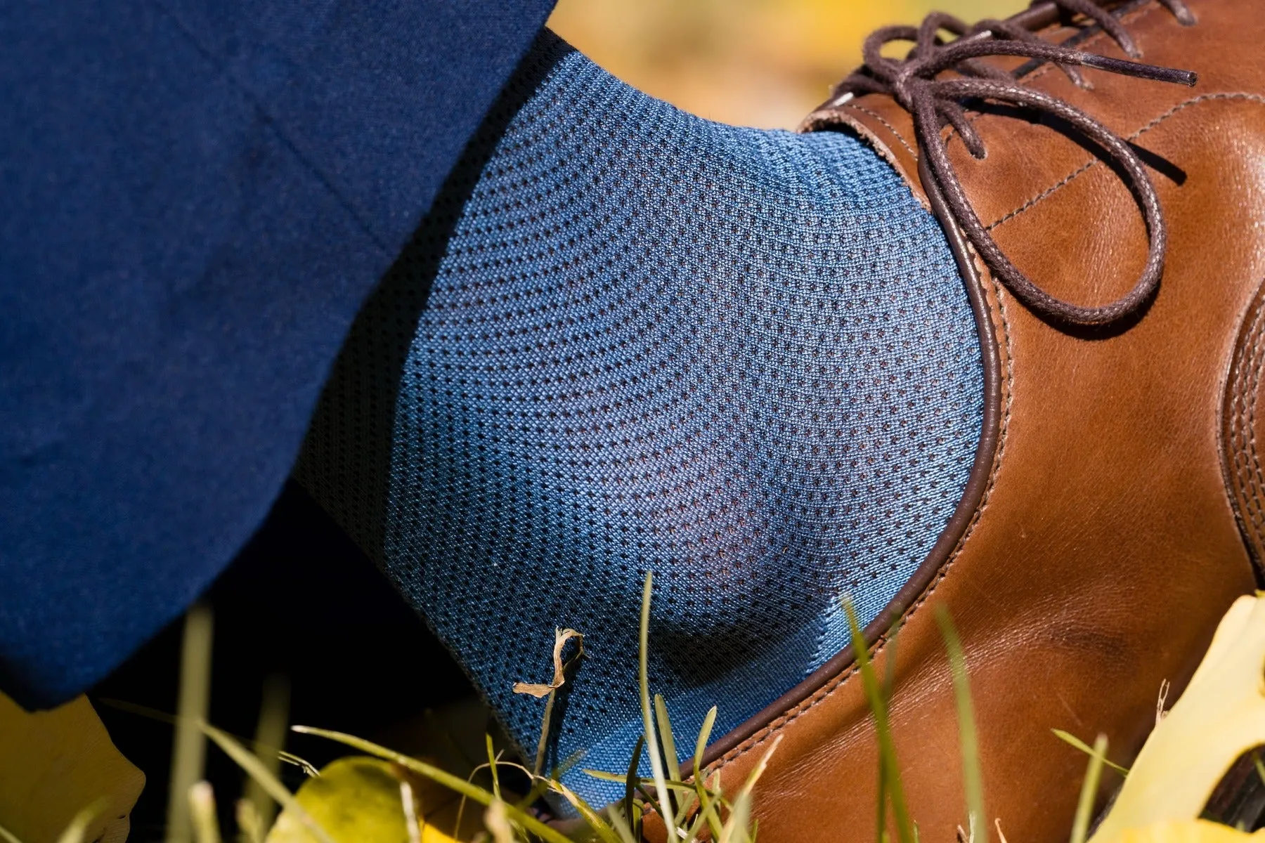 Light Blue & Navy Blue Two-Tone Cotton Socks