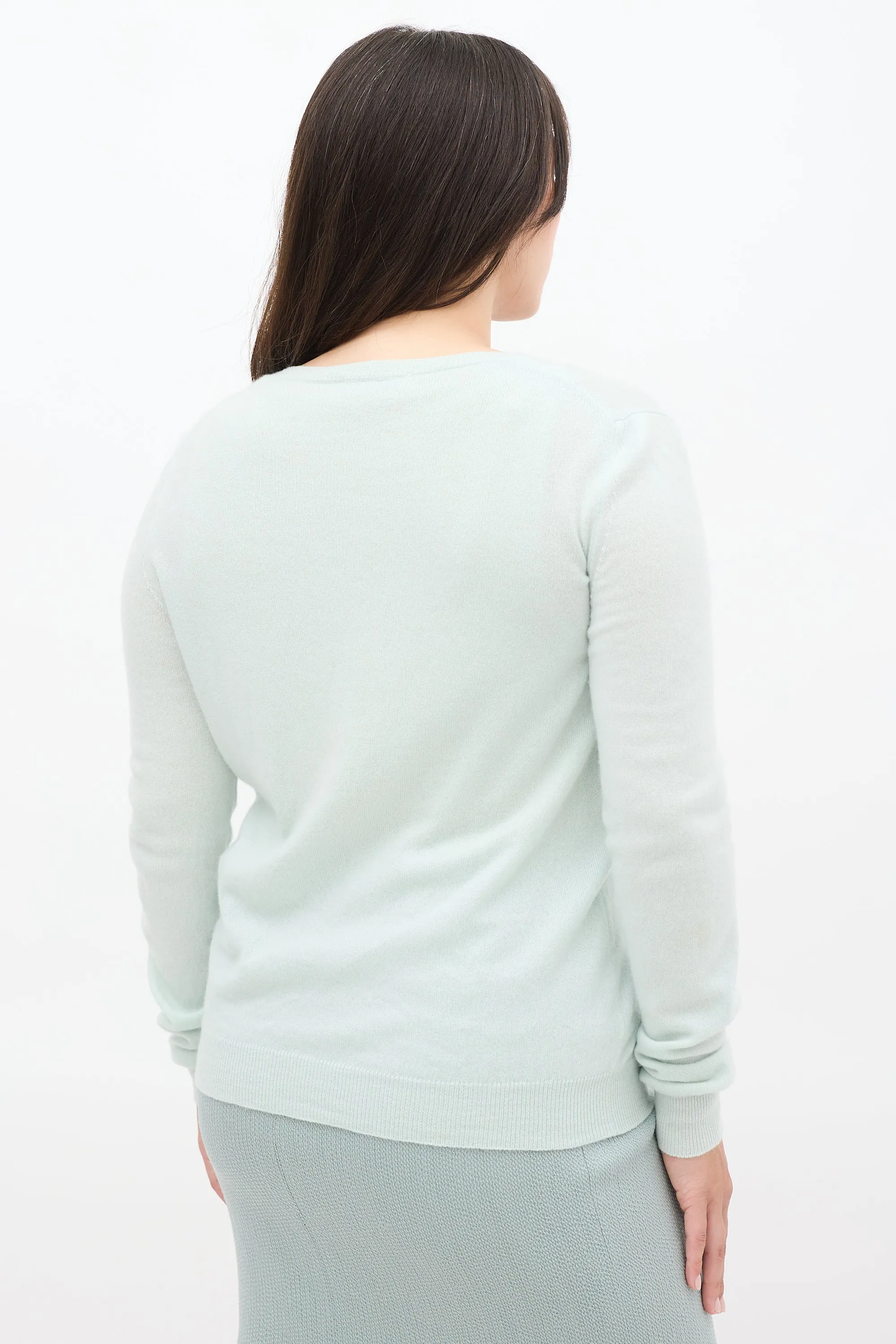 Light Green V-Neck Cardigan