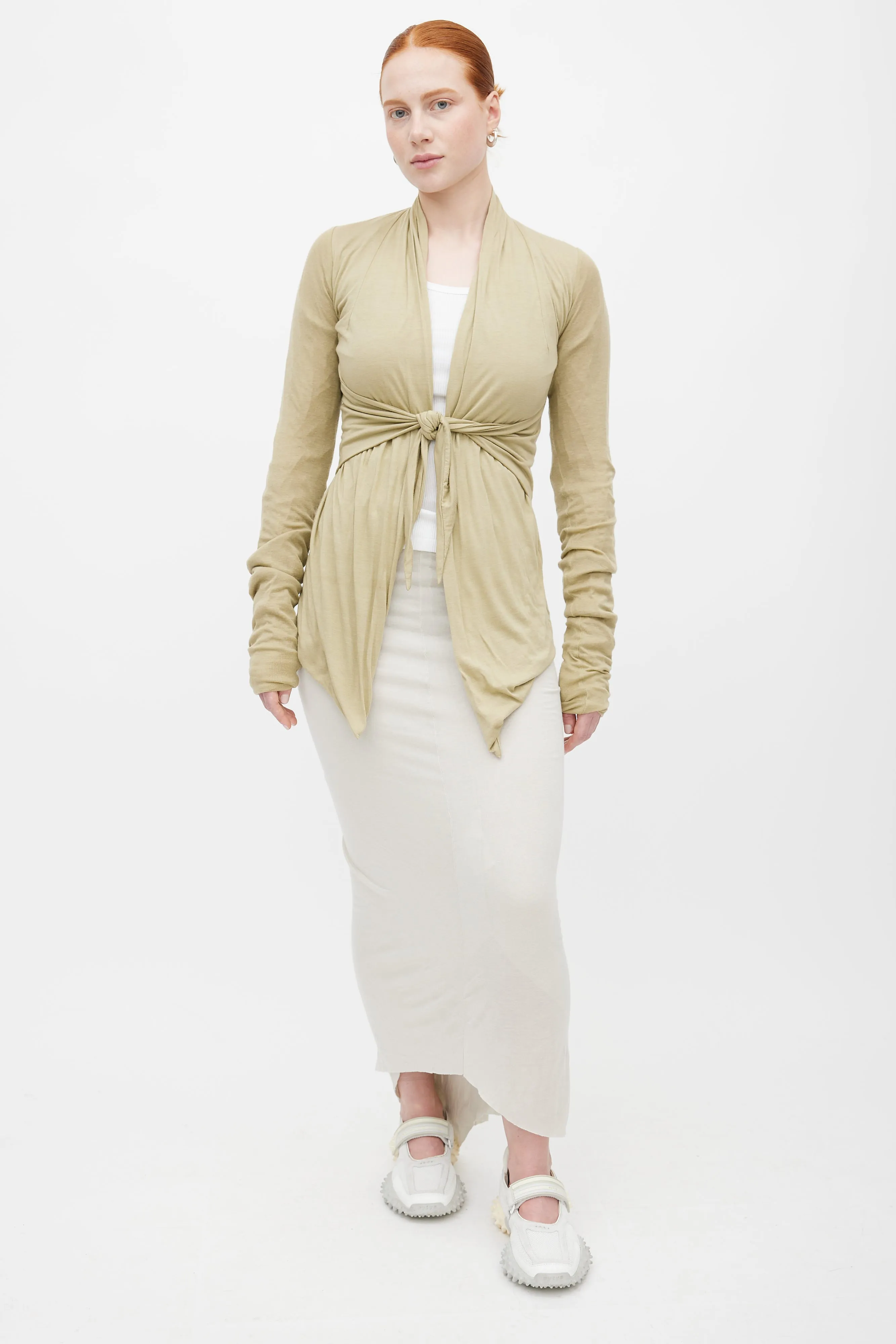 Lilies Light Green Wrap Cardigan