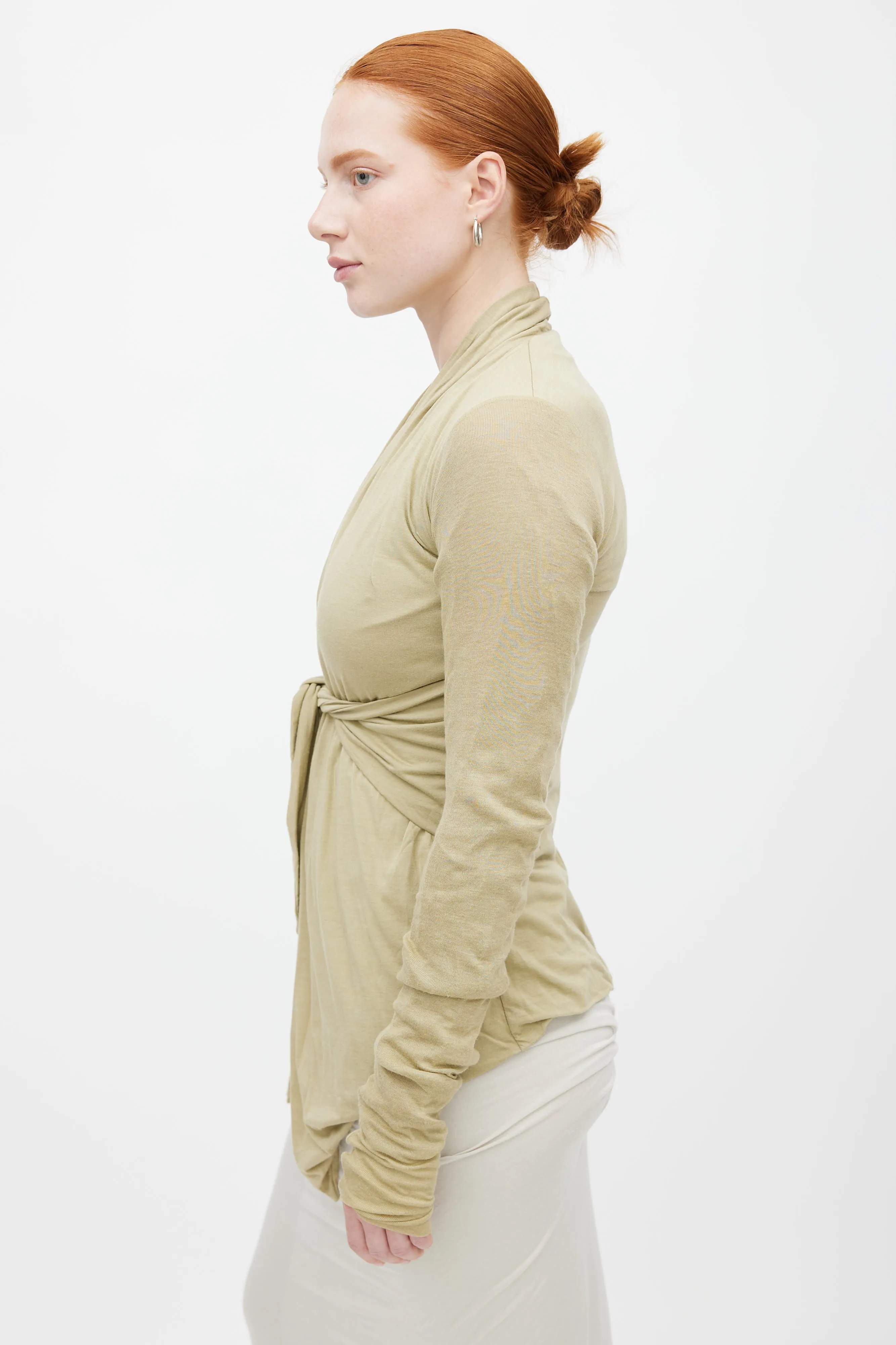 Lilies Light Green Wrap Cardigan