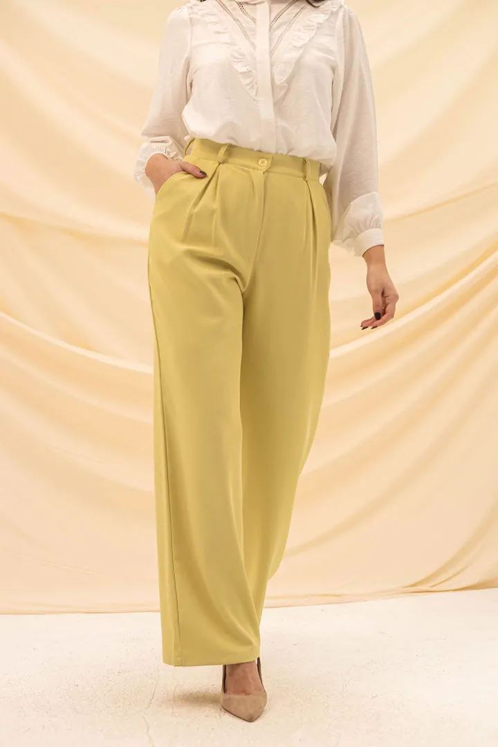 Lime Wide Leg Formal Pants