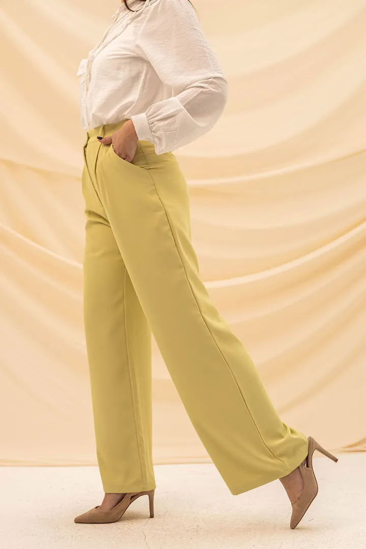 Lime Wide Leg Formal Pants