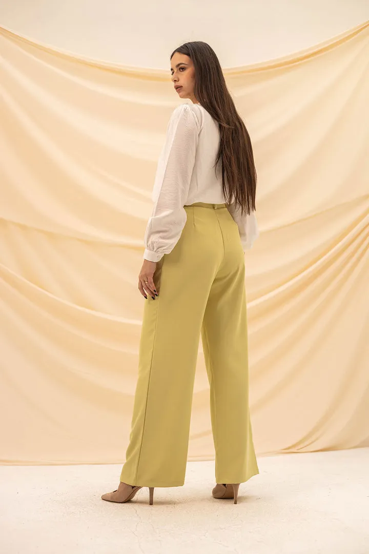 Lime Wide Leg Formal Pants