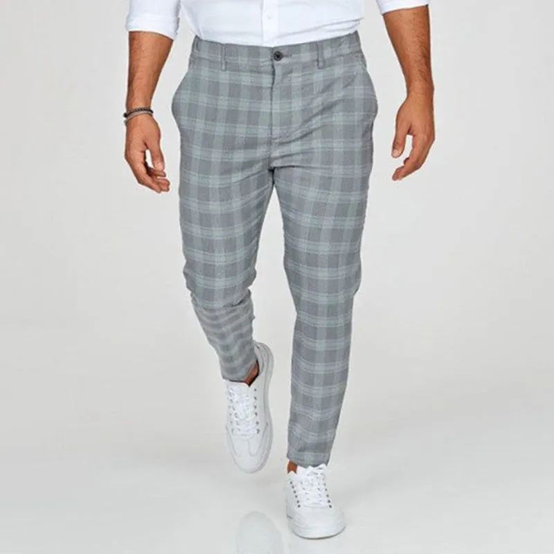 Lonan - Elegante Herren Slim Fit Hose im Karomuster