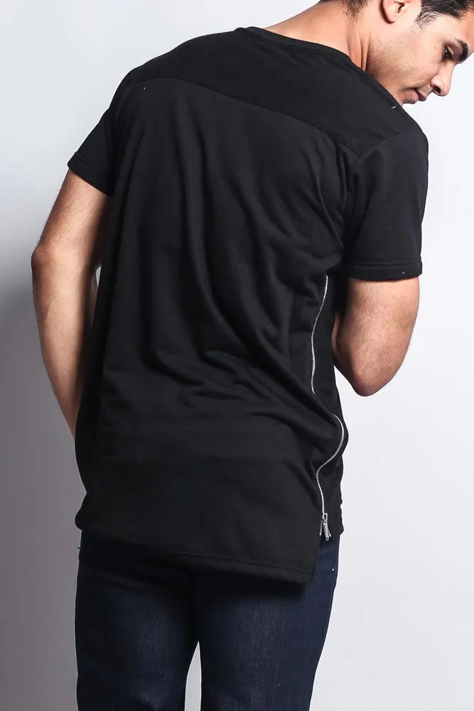 Long Side Zipper Extended Length T-Shirt