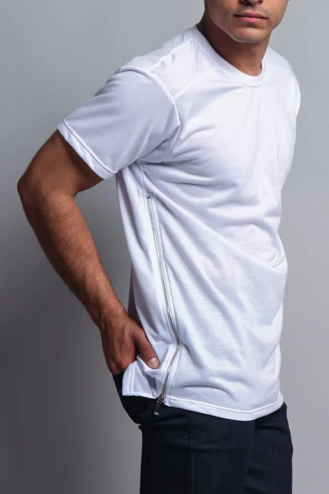 Long Side Zipper Extended Length T-Shirt