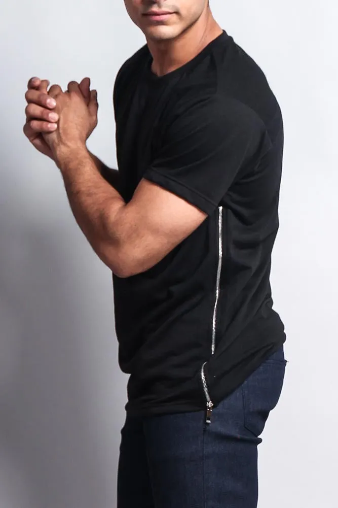 Long Side Zipper Extended Length T-Shirt