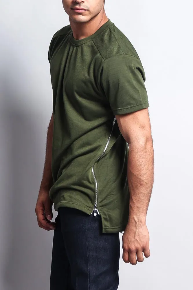 Long Side Zipper Extended Length T-Shirt