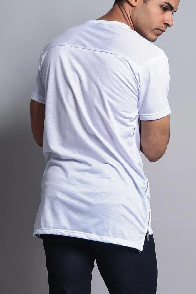 Long Side Zipper Extended Length T-Shirt