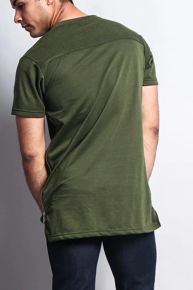 Long Side Zipper Extended Length T-Shirt