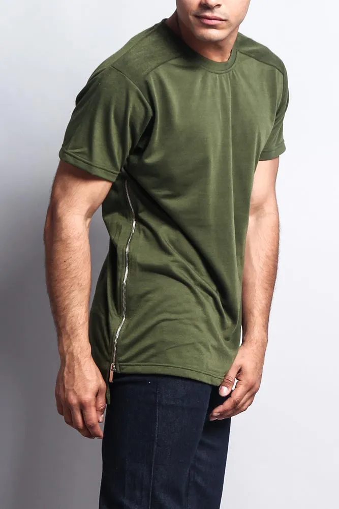 Long Side Zipper Extended Length T-Shirt