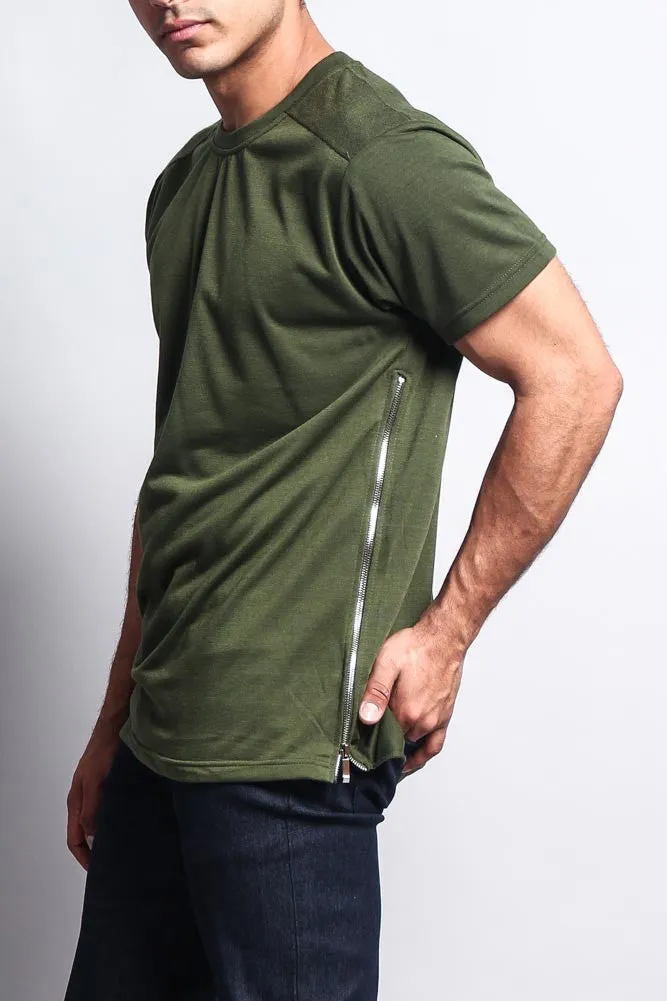 Long Side Zipper Extended Length T-Shirt