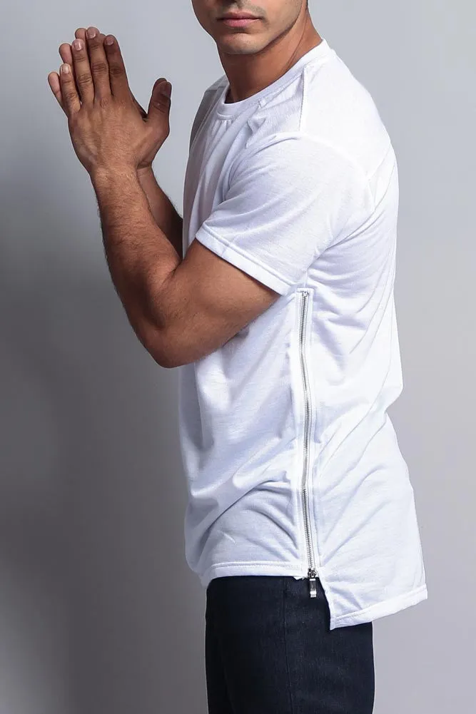 Long Side Zipper Extended Length T-Shirt