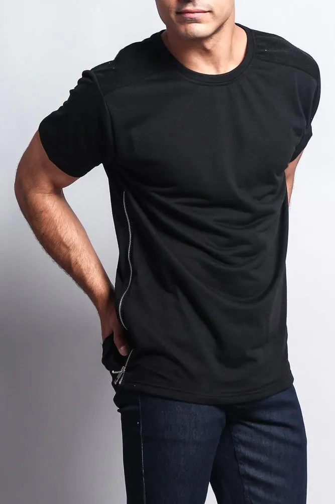 Long Side Zipper Extended Length T-Shirt