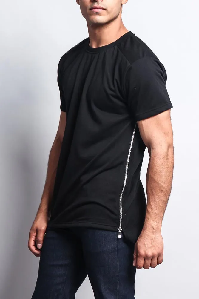Long Side Zipper Extended Length T-Shirt